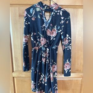 Flower print wrap dress